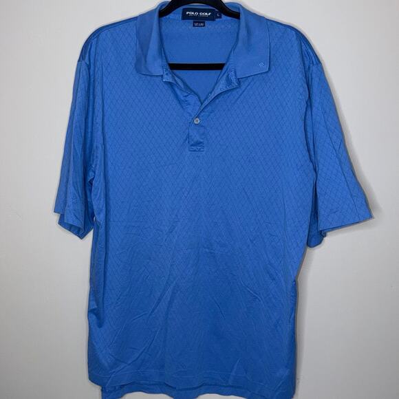 Polo Golf Men Size Large Royal Blue Diamond Pattern Short Sleeve Activewear Polo - Picture 2 of 7